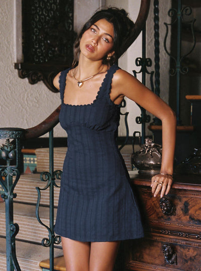 Dazy Mini Dress in Navy Blue