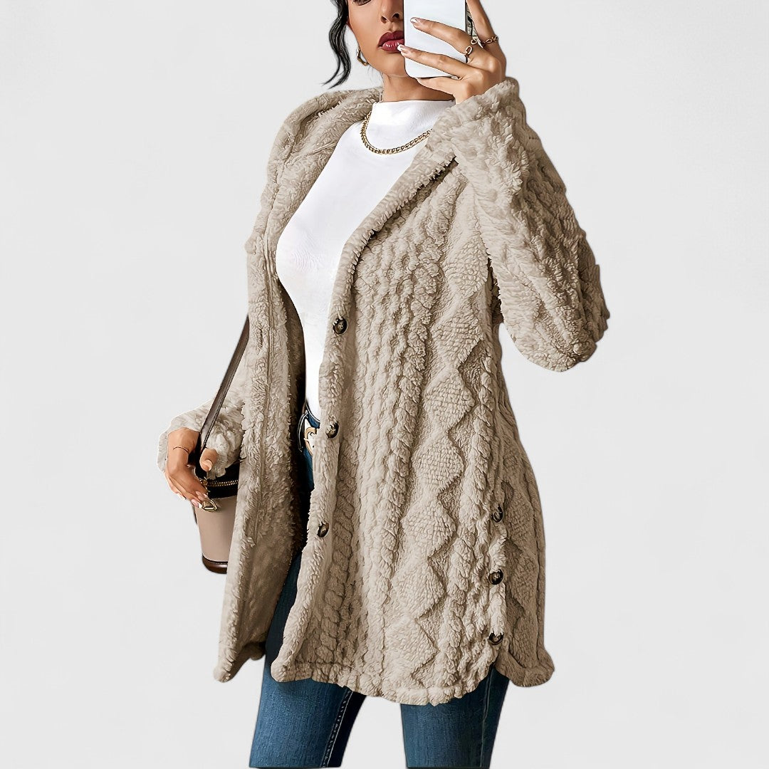 Elise - Cozy Hooded Plush Cardigan
