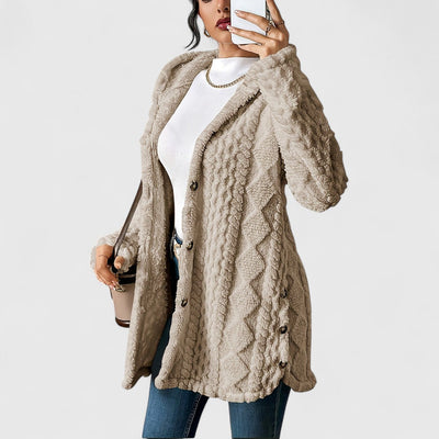 Elise - Cozy Hooded Plush Cardigan