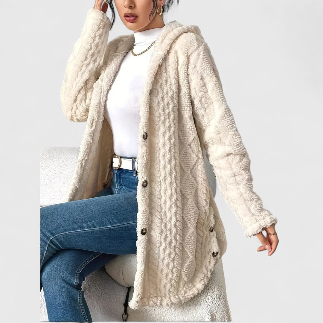 Elise - Cozy Hooded Plush Cardigan