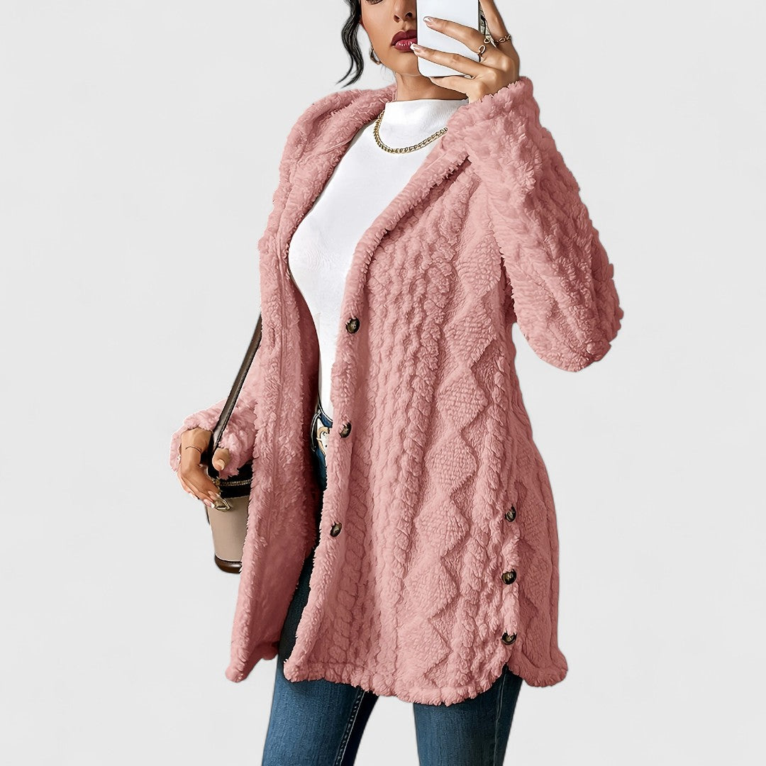 Elise - Cozy Hooded Plush Cardigan