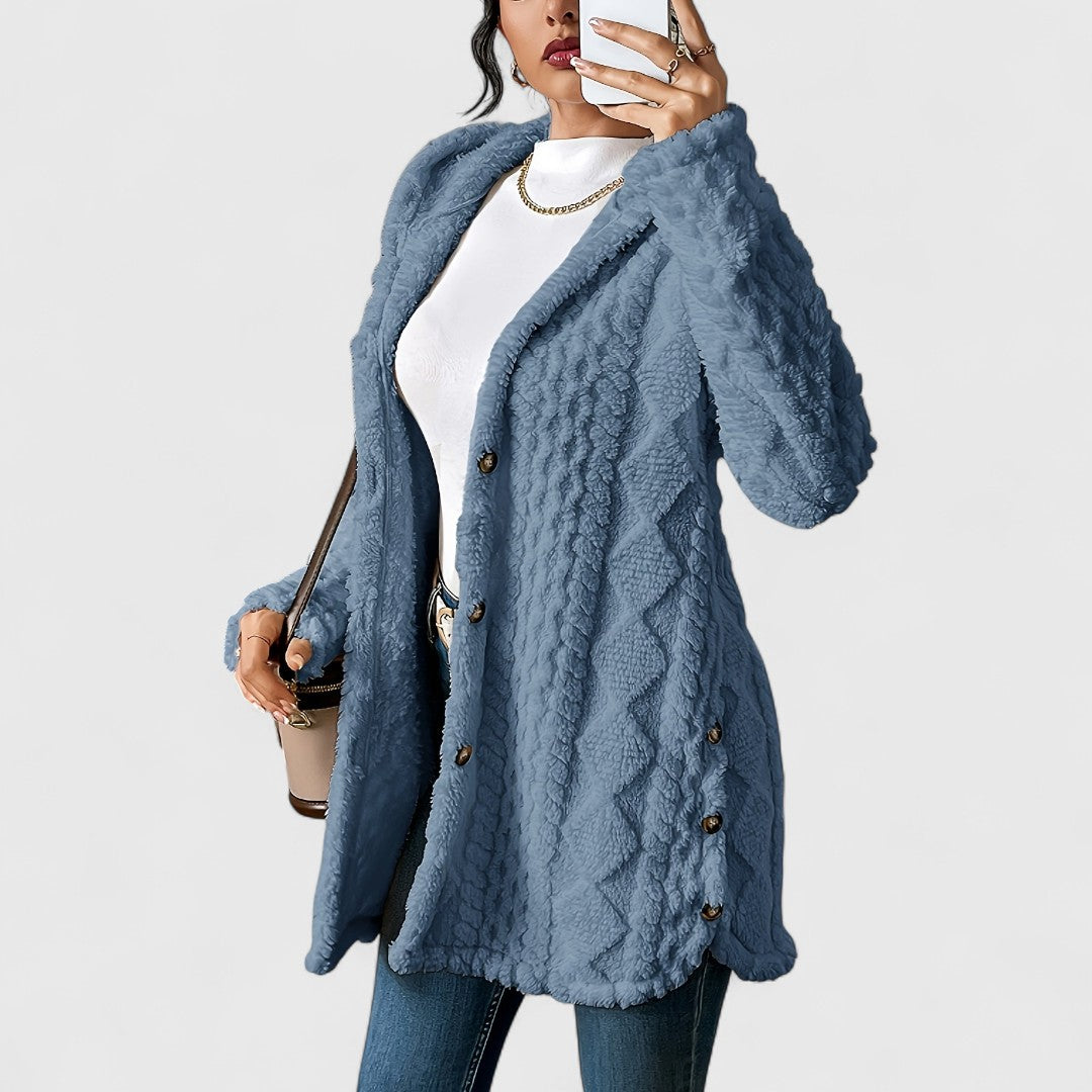 Elise - Cozy Hooded Plush Cardigan