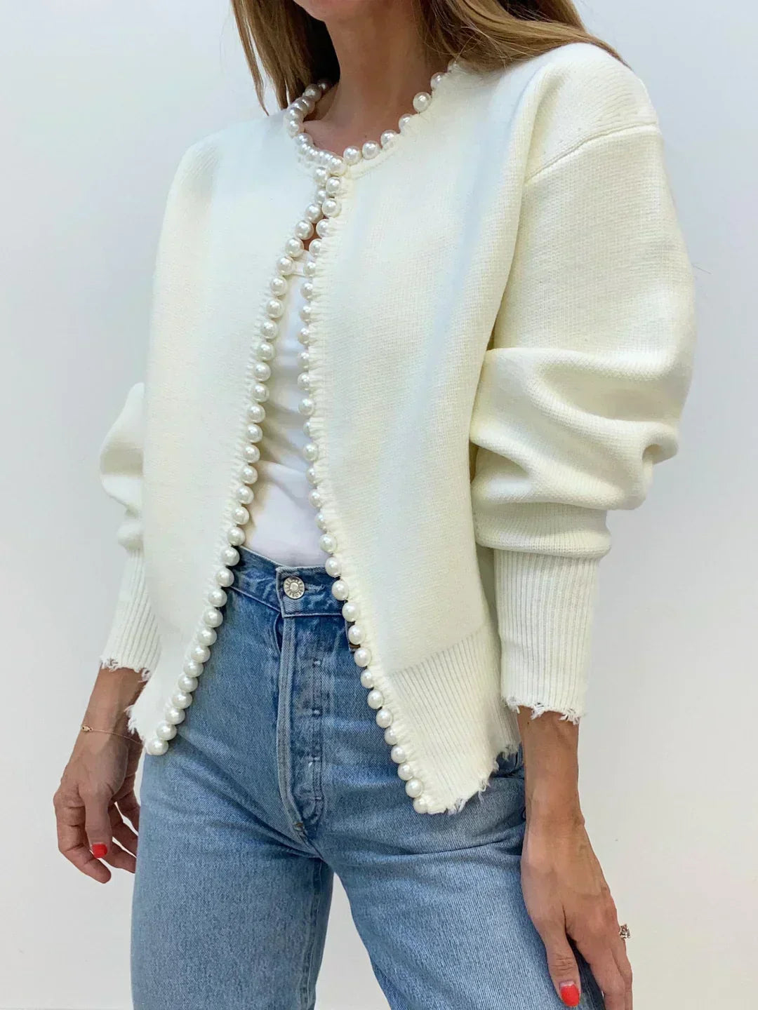 Kalina | Elegant Pearl-Embellished Cardigan