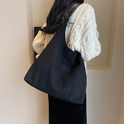 Suede Crescent Handbag