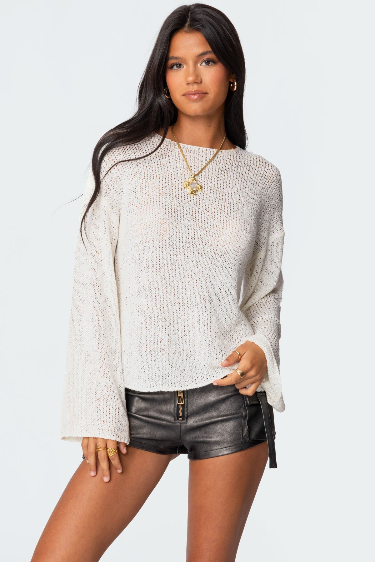 Drop Shoulder Lätt Stickad Sweater