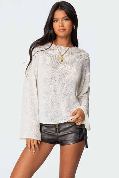 Drop Shoulder Lätt Stickad Sweater