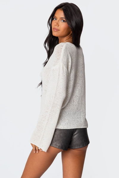 Drop Shoulder Lätt Stickad Sweater
