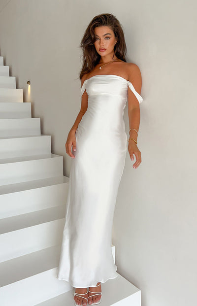 Ella White Off-Shoulder Formal Dress