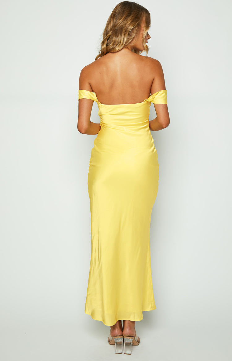 Ella Light Yellow Off-Shoulder Formal Maxi Dress