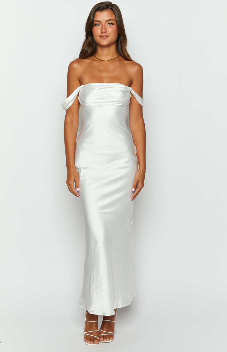 Ella White Off-Shoulder Formal Dress
