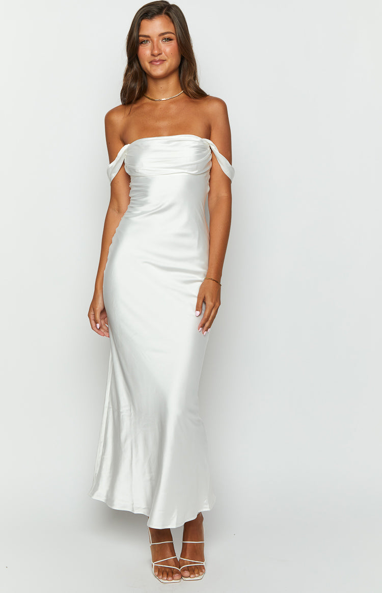 Ella White Off-Shoulder Formal Dress