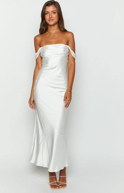 Ella White Off-Shoulder Formal Dress