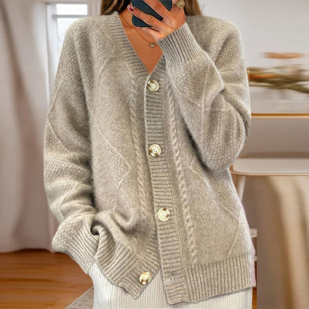 Ros - Kabelstrickad Cardigan