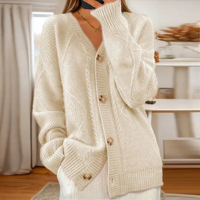 Ros - Kabelstrickad Cardigan