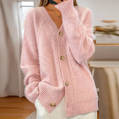 Ros - Kabelstrickad Cardigan