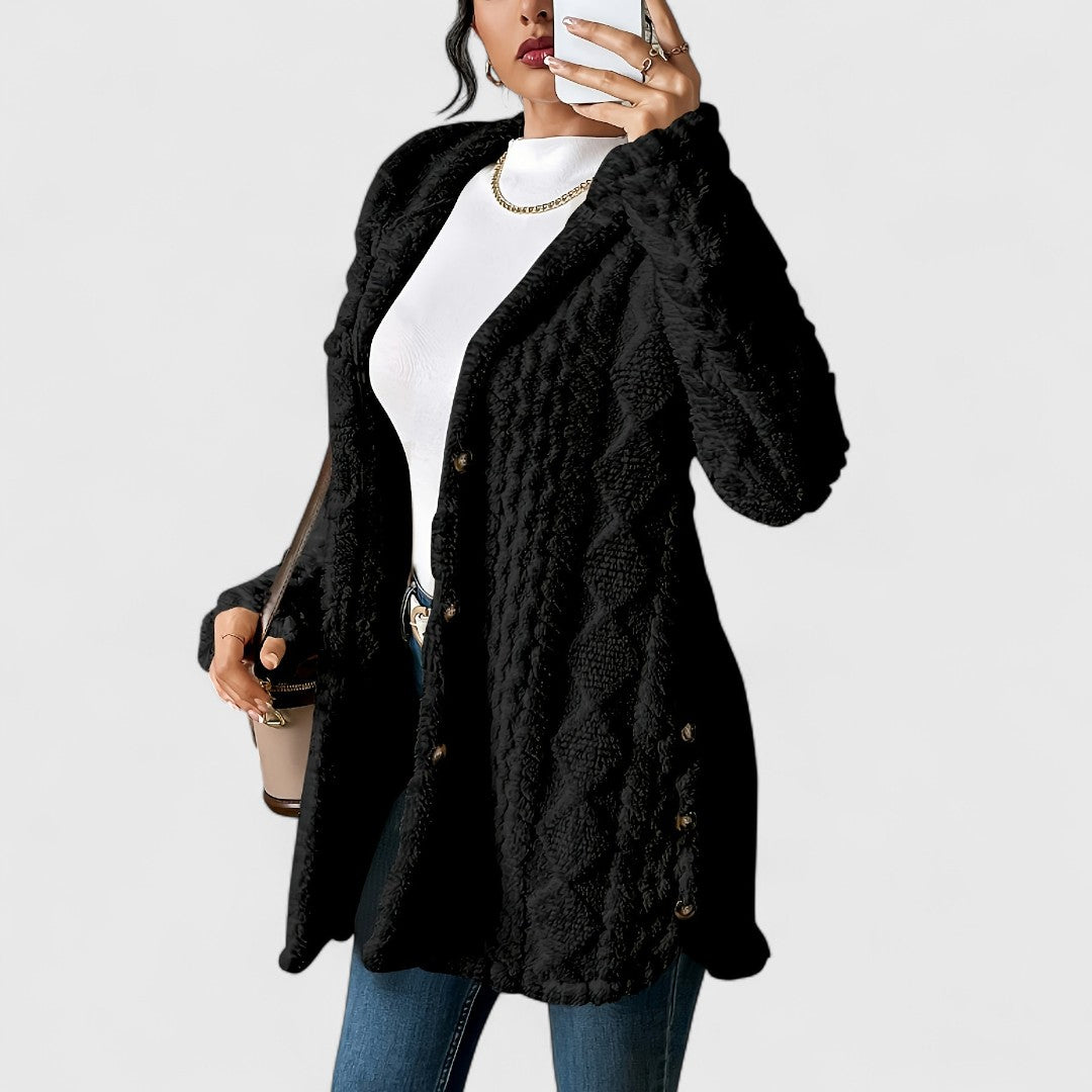 Elise - Cozy Hooded Plush Cardigan