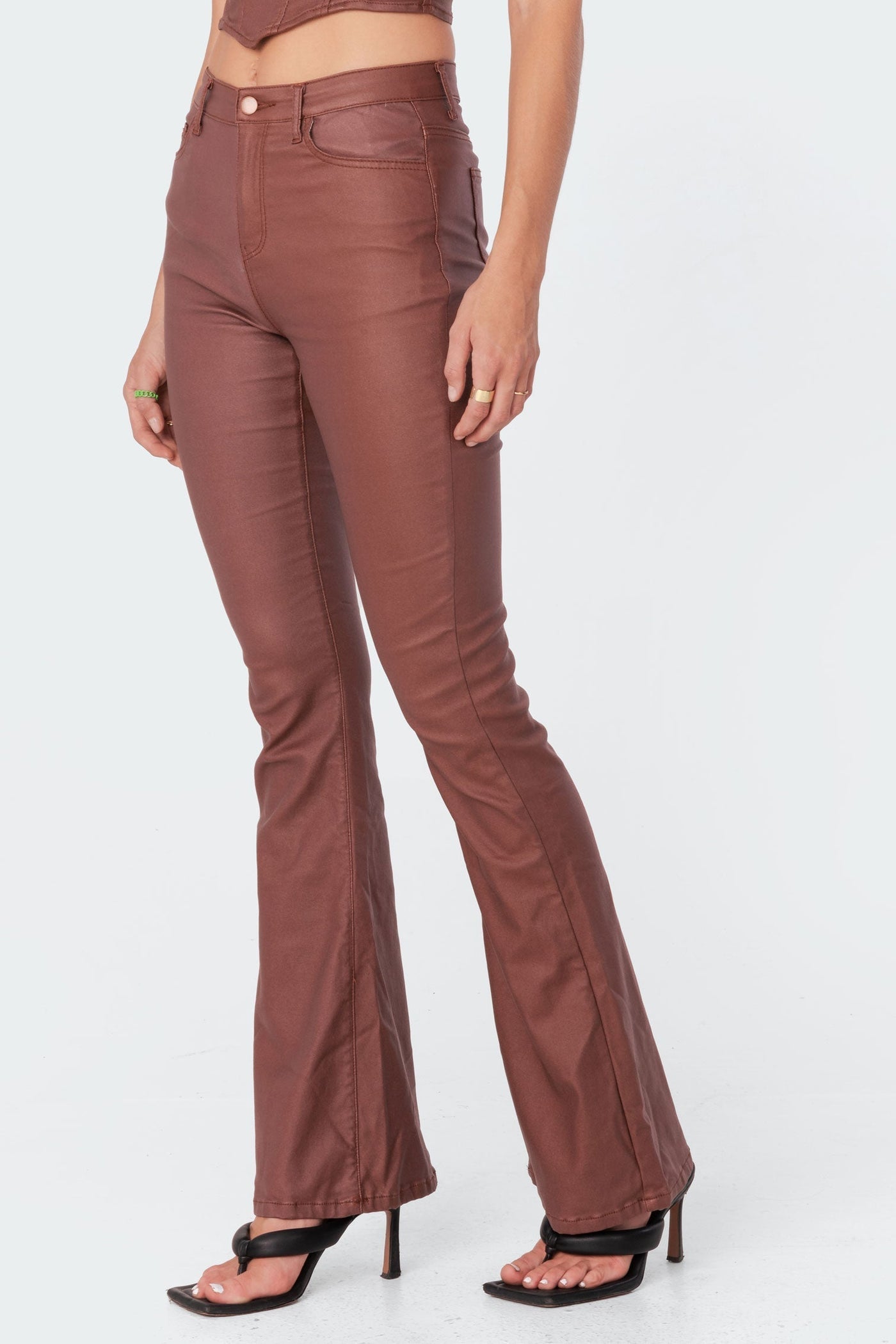 Luna Faux Leather Flared Jeans