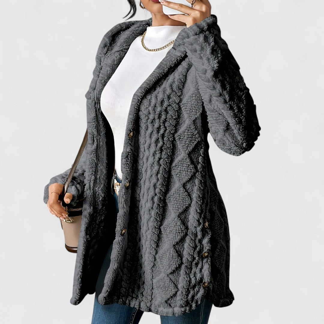 Krisha - Cozy Hooded Plush Cardigan