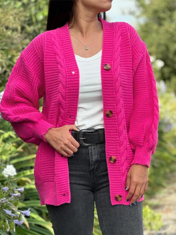 Kvinnors V-ringad Långärmad Stickad Tröja