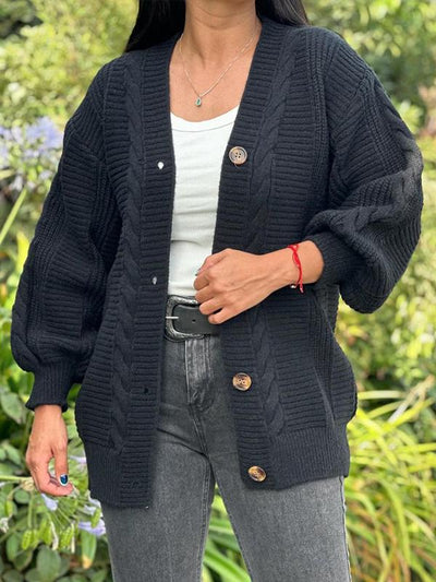 Kvinnors V-ringad Långärmad Stickad Tröja