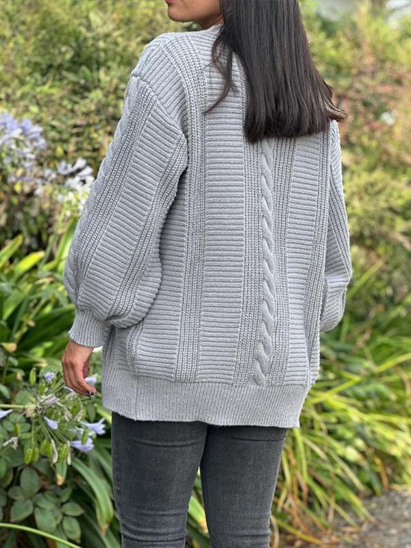 Kvinnors V-ringad Långärmad Stickad Tröja