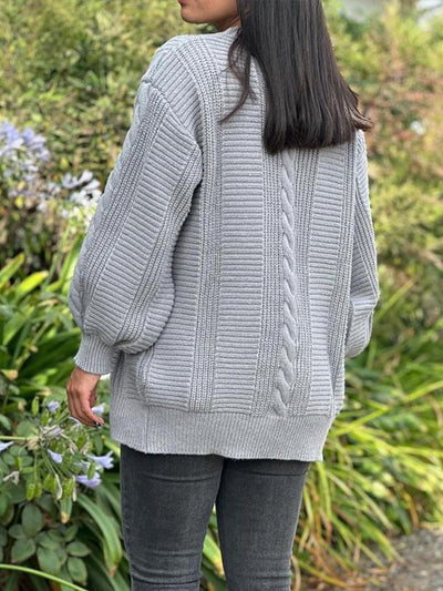 Kvinnors V-ringad Långärmad Stickad Tröja