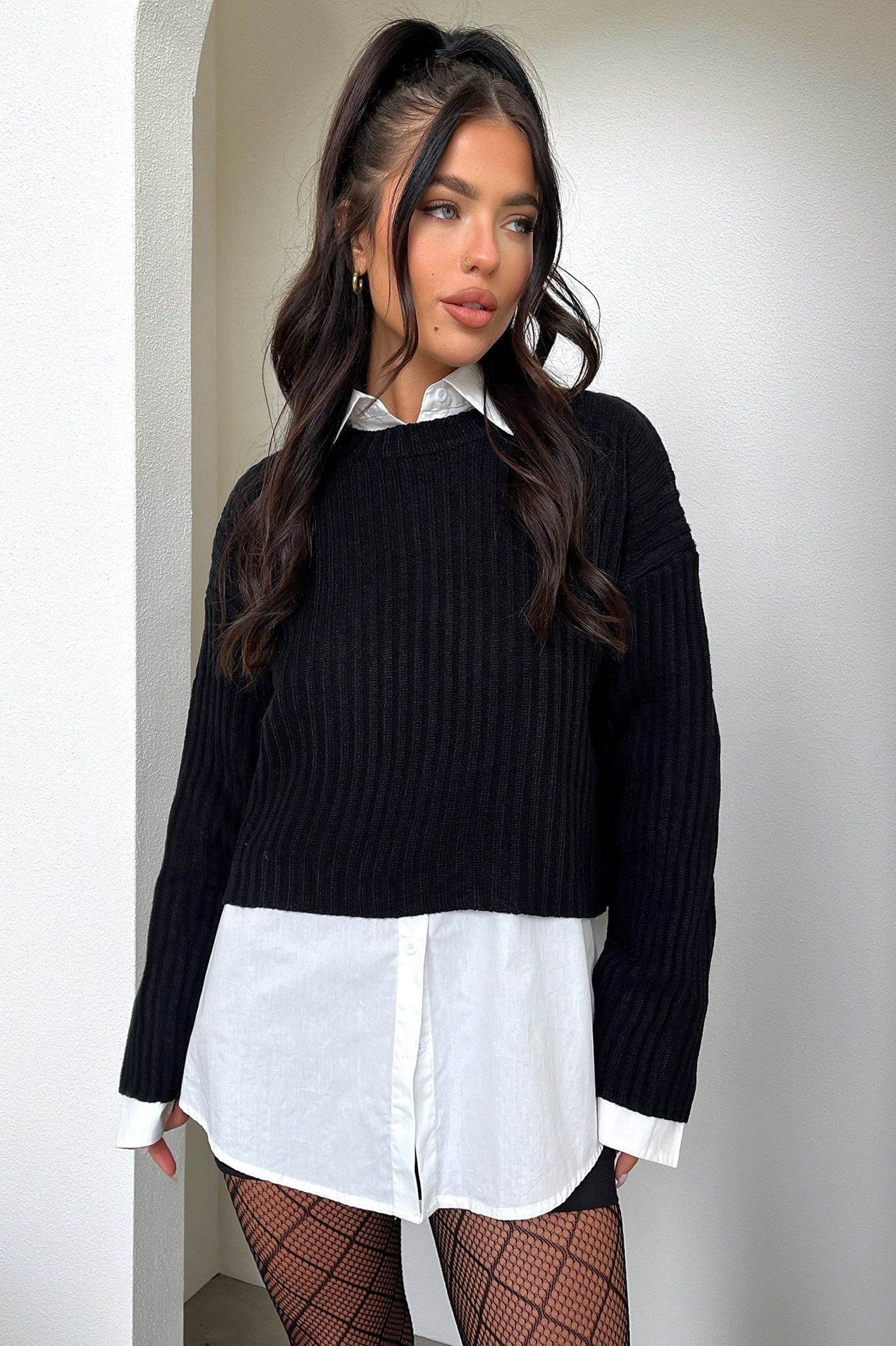 Mina Knit Sweater - Black