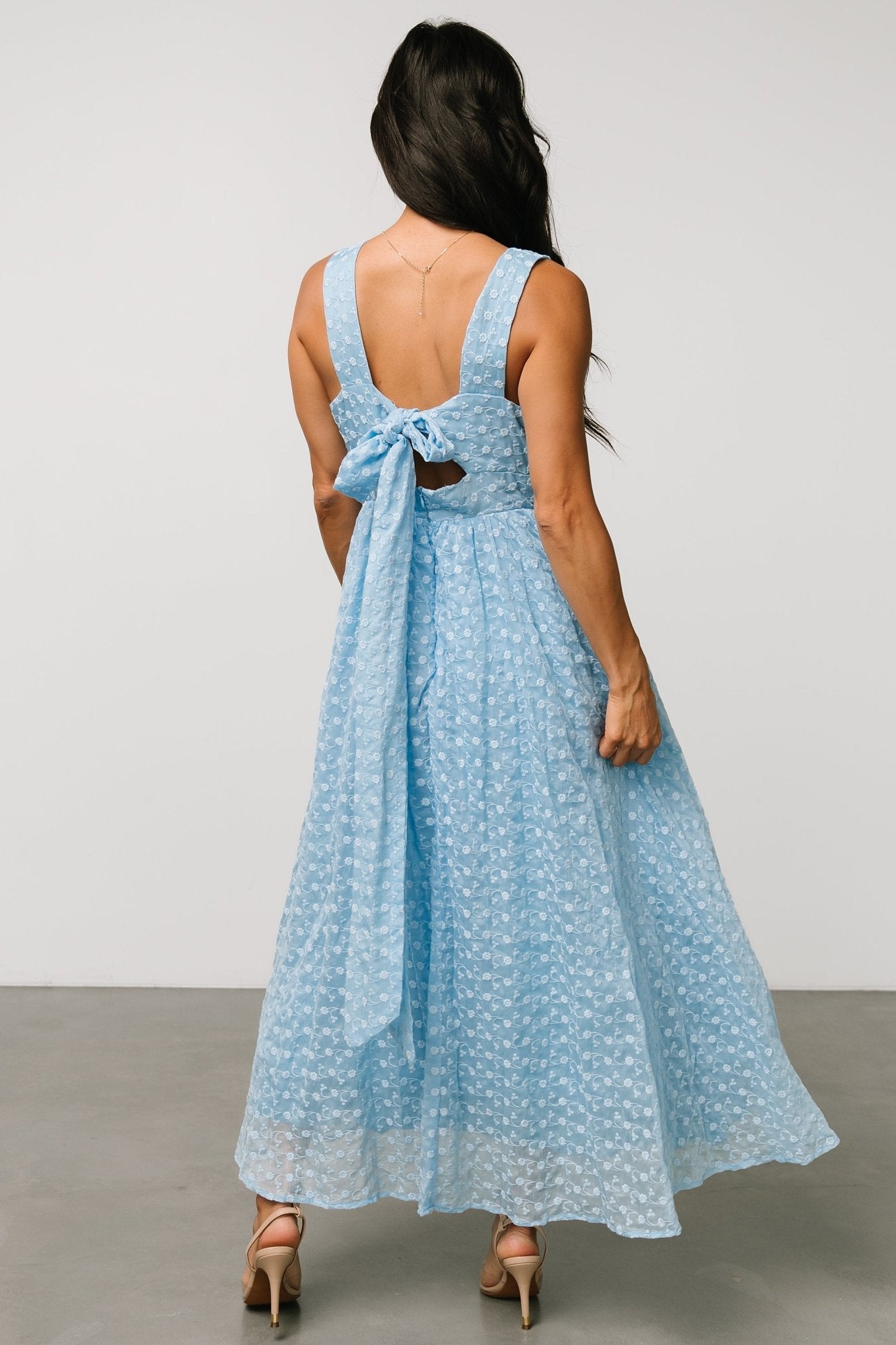 Thalia Embroidered Midi Tank Dress | Blue