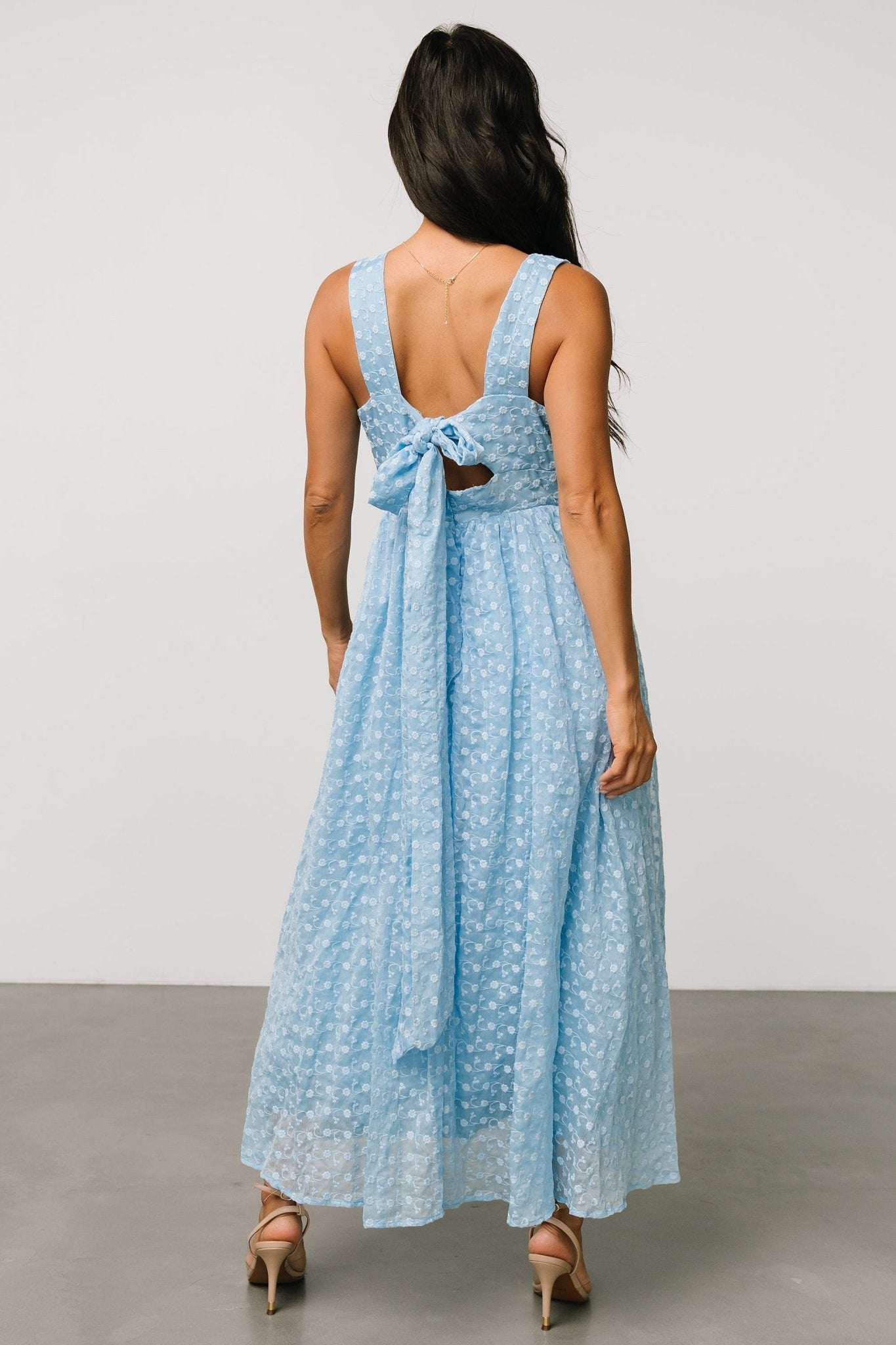 Thalia Embroidered Midi Tank Dress | Blue