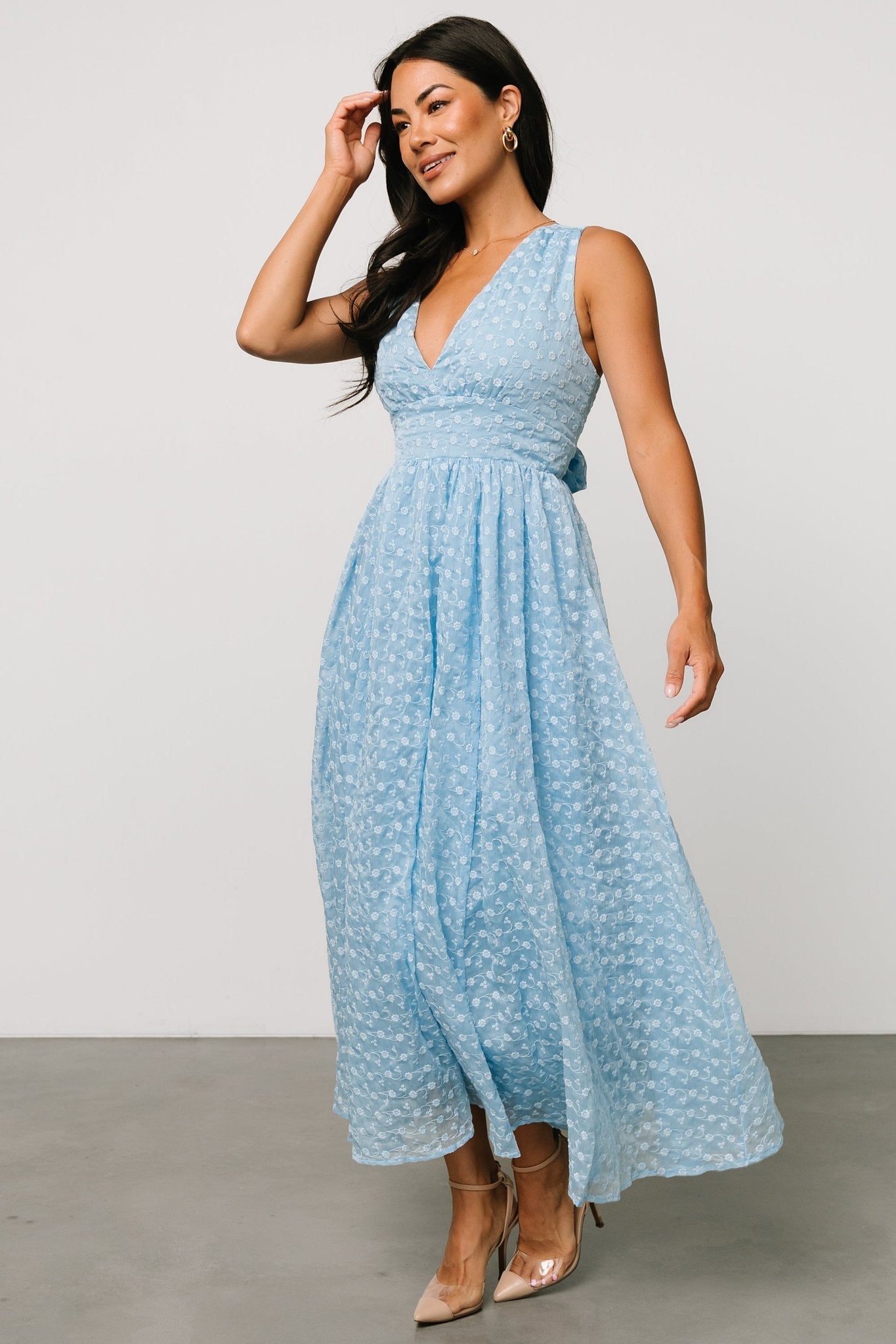 Thalia Embroidered Midi Tank Dress | Blue
