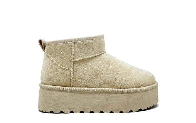 Beige Varm Ankelstövel